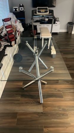 Modern Glass Dining Table w/ Chrome Base – Heavy & Sturdy