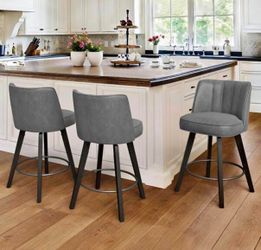 5X Dark Gray 26” swivel faux leather barstools