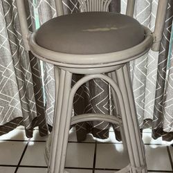 Vintage Rattan Swivel Bar Stool