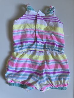 6 Months Baby Girl Pastel Striped Romper