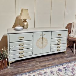 Long Slate grey buffet credenza TV console