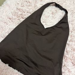 Brown halter crop top