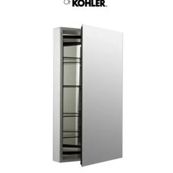 Kohler Catalan Single Door Medicine Cabinet with 107 Degree Hinge and Triple Mirror Design
