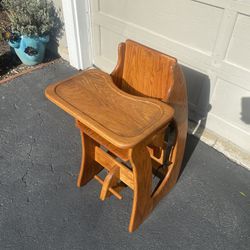 Multi-Use 3-in-1 High Chair, Rocking Horse, Writing Desk Quarter Sawn Oak $100