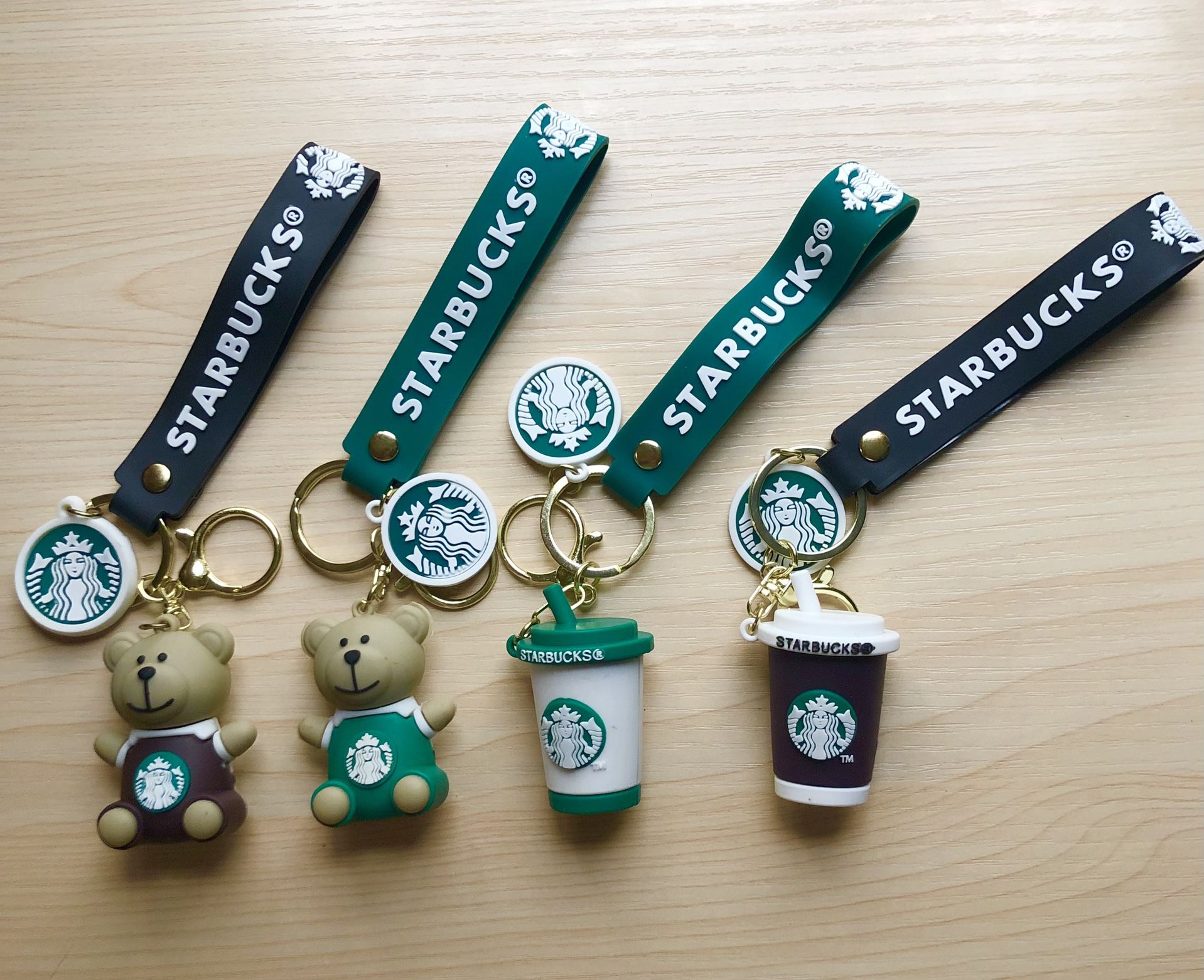 Four (4) Keyring Keychain with Strap Coffee Lovers