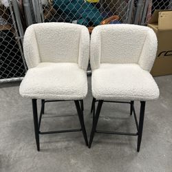 Ivory Boucle Bar Chairs/stools (SET OF 2)  *MOVING SALE - OBO*