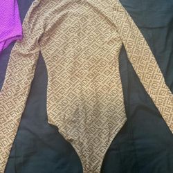 Fendi Women's Brown and Tan Bodysuit