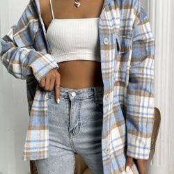 SHEIN Plaid Shacket