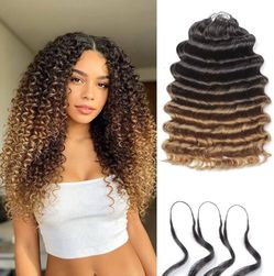 Deep Ocean Wave Crochet Hair 150G 120 Strands Pre-separated Human Crochet Hair for Black Women 20 Inch Feather Human Crochet T30# Crochet Feather Huma