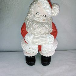 Vintage Ceramic Winking Santa Claus Atlantic Mold 14”Tall Hand Painted Christmas