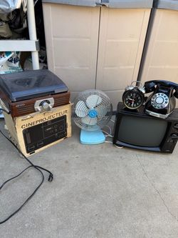 Vintage Electronics Lot – Turntable, TV, Phone & More