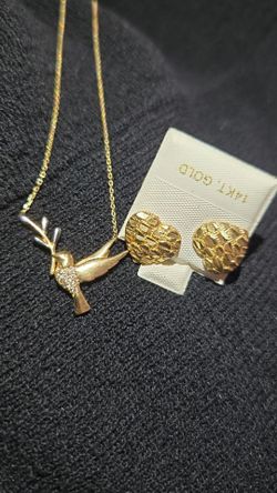 14k GOLD NECKLACE & EARINGS COMBO