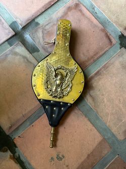 Brass and Leather Fireplace Bellows with Eagle Motif