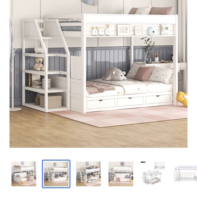 Full loft Bed With Convertible F Bed To Sofá