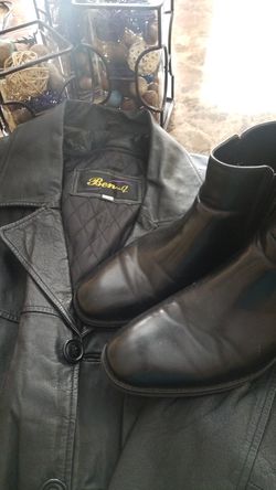 Leather jacket with lining 2xl with kenneth cole shoes 9.5