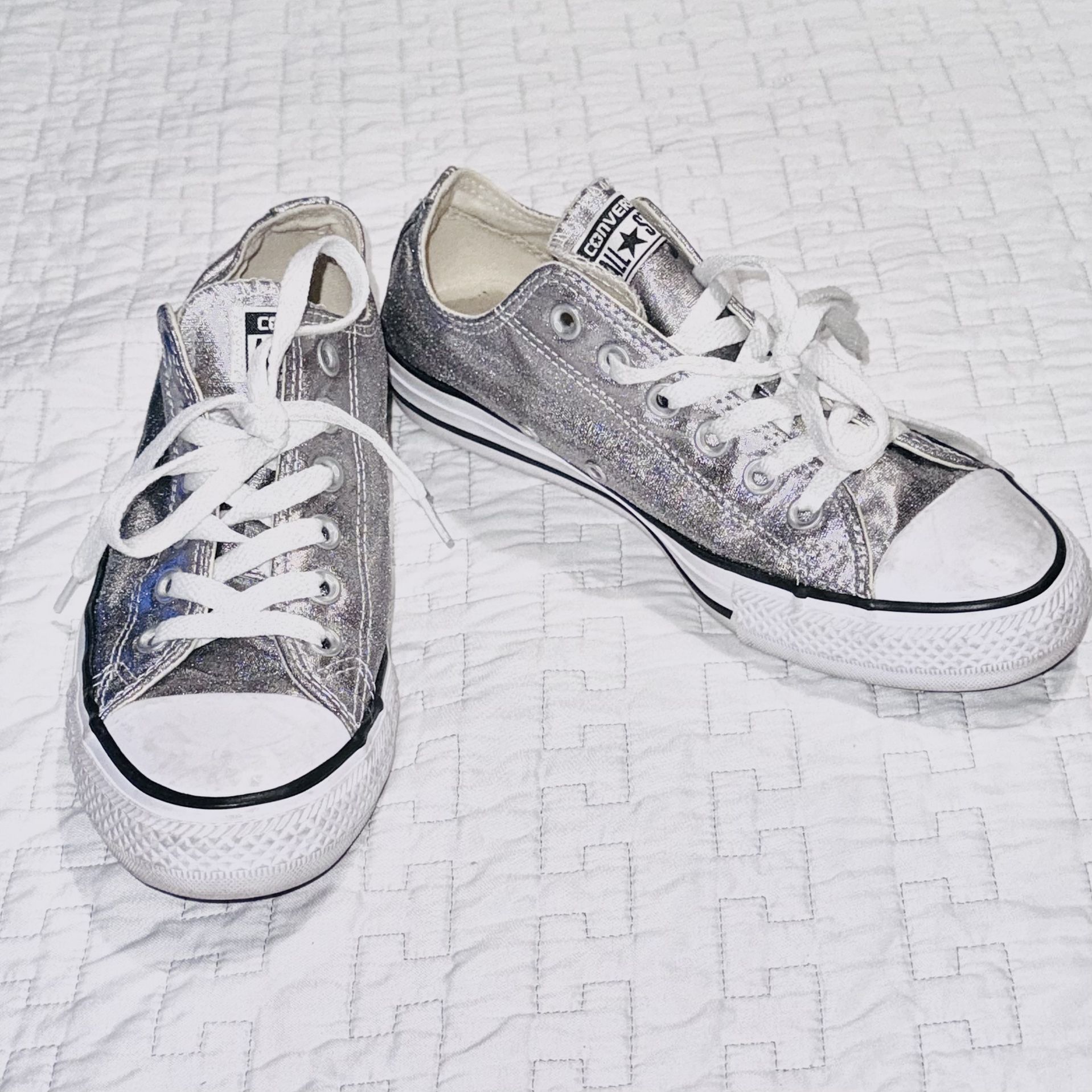 Metallic Silver Converse Chuck Taylor All Stars Size 7.5 Women’s 5.5 Men’s