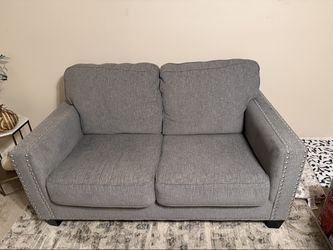 Smoke gray loveseat with nailhead trim (Gavril series)