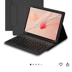 Tablet Case With Keyboard For 9",9.7",10.1",10.2",10.4",10.5",10.9",11" Tablets, With Removable Wireless Bluetooth Keyboard 