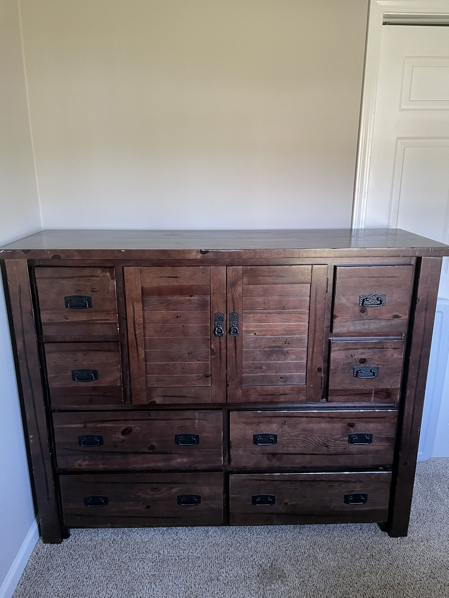 Wooden Dresser With Mirror 