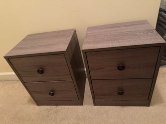 2 Dark Grey Wooded Nightstands