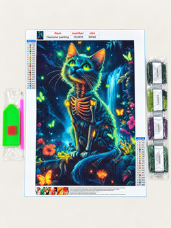 Skeleton Cat DIY Diamond Painting Kit 30 x 40 cm - CH2495