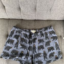 Hatley Little Blue House Women's Cotton Blend Sleep Shorts in the Wild Bears pattern | XL