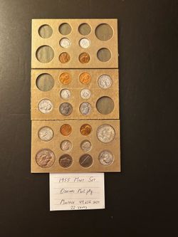 Coins - 1955 mint set in original mint packaging – SERIOUS COLLECTORS  – less than 50,000 sets minted – Total 22 coins