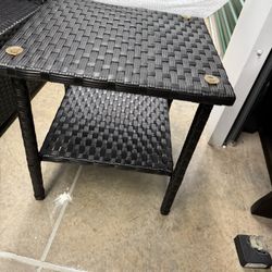 Small Outdoor Patio Side Table With Glass Table Top