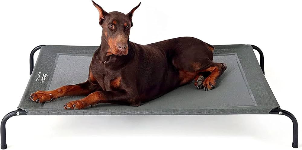 Bedsure Outdoor Elevated XL Dog Bed, Portable Indoor & Outdoor Cooling Raised Cot Pet Hammock Bed with Skid-Resistant Feet, Frame with Breathable Mesh