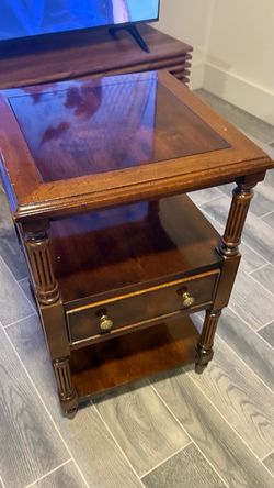 Vintage Wooden End Table with Drawer