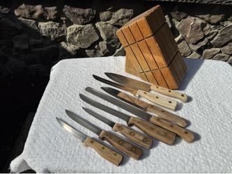 Chicago Cutlery and Mixed Brand Knife Set with Wooden Block
