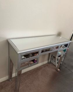 Mirrored Vanity Desk with Drawers