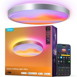 Govee Ceiling Light Ultra 21 Inch, 5000LM Smart Flush Mount Ceiling Light DIY Ceiling Canvas for Living Room, Bedroom & Game Room, Compatible with Mat