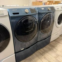 Samsung washer and dryer set electric with warrantySamsung blue frontload washer and dryer set electric with warranty