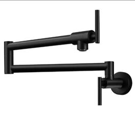 AKLFGN Wall Mount Pot Filler Faucet Double-Handle in Matte Black
