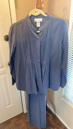 Dusty Blue Pants And Matching Top, Size Medium Petite