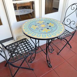 Mosaic Bistro Round Table with 2 chair.