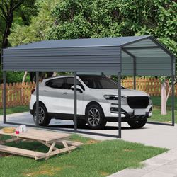Outdoor Carport, 10 X 15 FT Carport, Heavy Duty Carport Canopy with Galvanized Steel Roof and Frame, Metal Carport Large Garage for Driveway Car, Truc