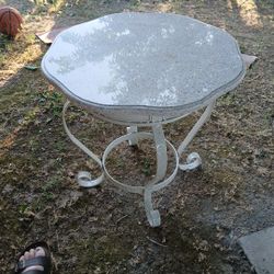 19th Century  Cast Iron Table With Marble Top 