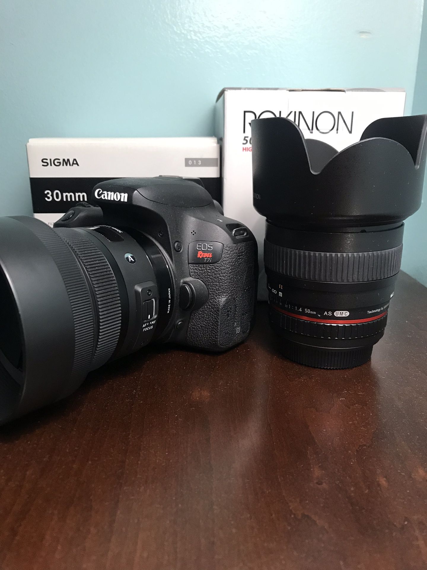 CANON T7I WITH SIGMA 30MM F1.4 ART AND ROKINON 50MM 1.4 LENS