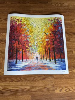“Walking in the Rain”, Slava Ilyayev, Printed Signature, Ver. XLVIII Print, 27" by 27", Lithograph