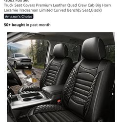 Front Seat Covers – Dodge Ram 1500/2500/3500 – Black Leather – Pair – New