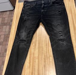 American eagle distressed black jeans with white wash - 38x32
