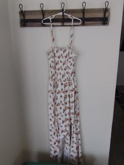 Size Small, Stretchy, White Floral, Long Dress
