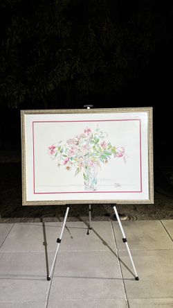 Large Signed Floral Framed Print – “Rubrum Bouquet” by Lynn Larson 