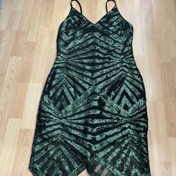 Green & Black Sequin Dress. Adult Size L
