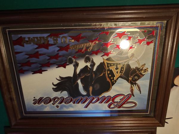 Rare Vintage Budweiser Salutes You US Army Wall Mirror For Sale In 