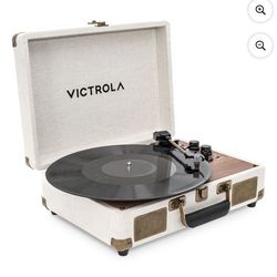 Victrola Venture Bluetooth Suitcase Record Player – Oak, 3-Speed