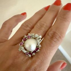 Pearl Ruby Diamond Ring