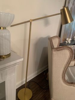Brass Adjustable Boom Arm Floor Lamp